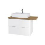 Siena, koupelnová deska na skříňku, dub masiv, 100 cm, L/P, asymetrická, s výřezem na skříňku 80 cm Mereo
