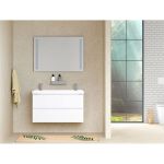 Siena, koupelnová skříňka s keramickym umyvadlem 81 cm, bílá lesk Mereo