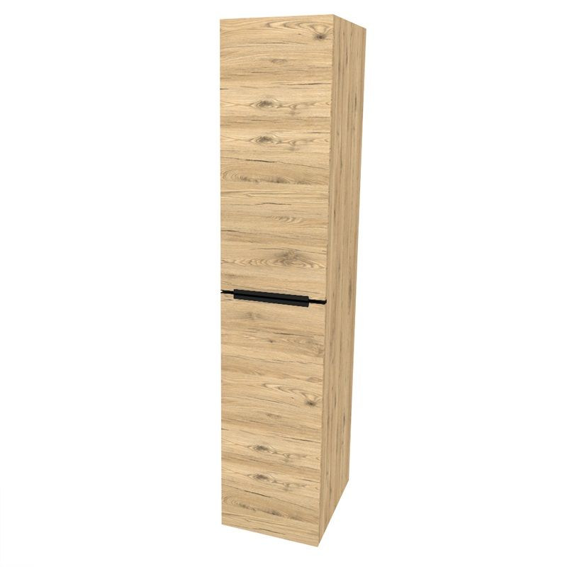 Mailo, koupelnová skříňka vysoká 170 cm, černé madlo, Multidecor, Dub San remo sand Mereo