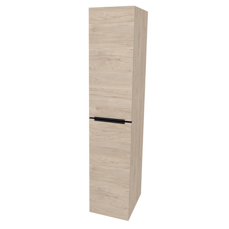 Mailo, koupelnová skříňka vysoká 170 cm, černé madlo, Multidecor, Light Rock Hickory Mereo