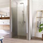 Sprchové dveře, Lima, dvoukřídlé, lítací, 90x190 cm, chrom ALU, sklo Point Mereo