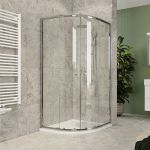 Sprchový set z Kory Lite, čtvrtkruh, 80 cm, chrom ALU, sklo Čiré a vysoké SMC vaničky vč. sifonu Mereo