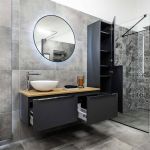 Mailo, koupelnová skříňka s keramickým umyvadlem 101 cm, antracit, chrom madlo Mereo