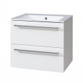 Bino koupelnová skříňka s keramický umyvadlem 60 cm, bílá/bílá, 2 zásuvky