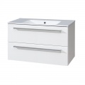 Bino koupelnová skříňka s keramickým umyvadlem 100 cm,  bílá/bílá, 2 zásuvky