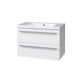Bino koupelnová skříňka s umyvadlem z litého mramoru 80 cm,  bílá/bílá, 2 zásuvky
