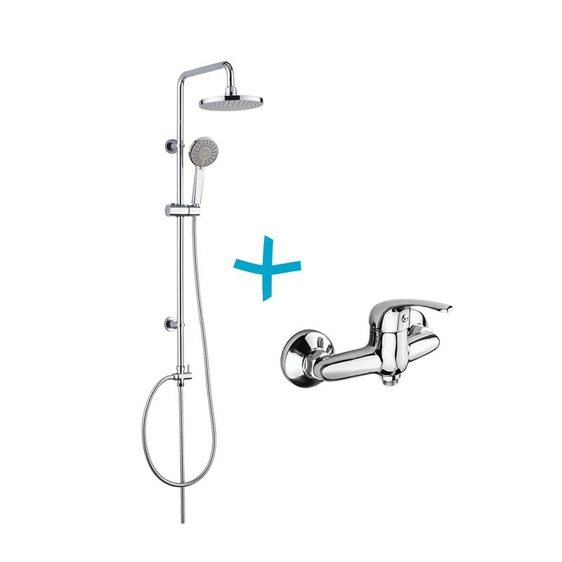Sprchová souprava Lila-plastová hlavová sprcha a třípolohová ruční sprcha vč. sprch. baterie 150 mm Mereo