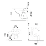 WC závěsné, RIMLESS, 530x355x360, keramické, vč. sedátka Mereo