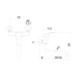 Dřezová nástěnná baterie , 100 mm, s ramínkem trubkovým ø 18 mm - 300 mm, chrom Mereo